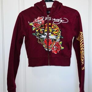 Retro Tiger Cropped Hoodie